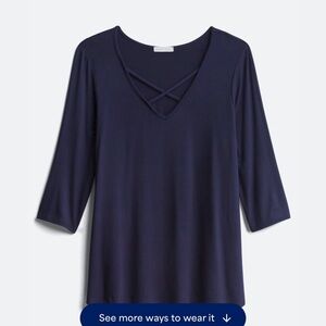 Emory Park Deep Blue Crisscross V-Neck Long Sleeve Top